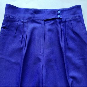 Vintage High Waisted Wool Trousers - Electric Blue